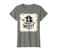 Ahoy, Matey! Pirate Women Sea Adventure Buccaneer T-Shirt, Women, Olive Heather, XXL