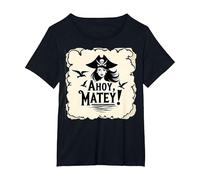 Ahoy, Matey! Pirate Women Sea Adventure Buccaneer T-Shirt, Women's Plus, Black, 1X