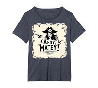 Ahoy, Matey! Pirate Women Sea Adventure Buccaneer T-Shirt, Women's Plus, Heather Blue, 5X