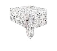Ahoy Pirate Coloring Adventure Paper Table Cover (137cm x 213cm) - Perfect for Kids Parties & Creative Playtime - 1 Pc, Black, 54 x 84 inch