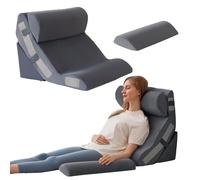 Ahpmeoa 4PCS Wedge Pillow Set for After Surgery, Back Pillow for Bed Sitting up, 10-in-1 Foam Wedge Pillow for Acid Reflux & Back Pain Relief, Post Surgery Pillow for GERD & Snoring, Plush Grey