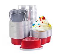 AHPYEUHK Valentine's Day Mini Loaf Cake Cases with Lids Mini Loaf Tins Aluminum Foil Baking Cups Reusable Small Cake Tins for Bread,Cake,Muffins,Dessert (cordate, 100ML)