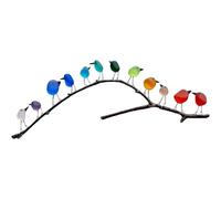 AHQCBWG Sea Glass Art, Sea Glass Rainbow Birds on Branch, Sea Glass Decor, Glass Wall Art, Glass Birds, Beach Wall Art, Housewarmings, Birthday and Wedding Gifts(12 Birds,Frameless)