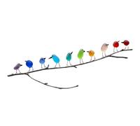 AHQCBWG Sea Glass Art, Sea Glass Rainbow Birds on Branch, Sea Glass Decor, Glass Wall Art, Glass Birds, Beach Wall Art, Housewarmings, Birthday and Wedding Gifts(10 Birds,Frameless)