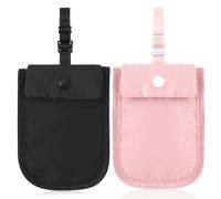 AHQiZFX 2 Pcs Travel Bra Wallet for Women, Hidden Undercover Secret Stash Pocket for Credit Cards, Money, Valuables With Adjustable Elastic Strap (Pink, Black)