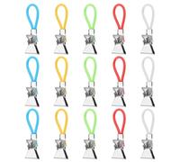 AHQiZFX Metal Tea Towel Clips with Hanging Loop - 15 Pcs Multi-Color Storage Hooks for Kitchen, Bedroom, Bathroom, Cupboard (5 Colors)