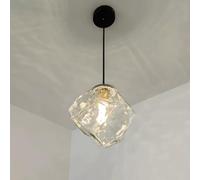 AHQX Creative Ice Pendant Light Glass Hanging Light Lava Texture Pendant Lamp E27 Height Adjustable Hanging Luminaire Minimalist Dining Suspended Light for Kitchen Island Dining Room(Clear,A)