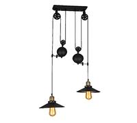 AHQX Iron Pendant Light Retro Industrial Hanging Lamp Metal Pulley Ceiling Lighting E27 Adjustable Hanging Loft Bedroom Ceiling Light Cafe Living Room Dining Room Chandelier Bar,Doppelkopf