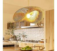 AHQX Vintage Pendant Lamp Handmade Natural Bamboo Hanging Lamp Nostalgic E27 Adjustable Pendant Lights Restaurants Bedroom Living Room Chandelier Dining Cafe Bar Pendant Lights,60cm …