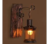 AHQX Vintage Retro Wall Lamp Nostalgic Lamps Metal Glass Spray Paint Industry Wind Creative E27 Rustic Wooden Bracket Light Restaurant Bar Cafe Wall Wash Lights Corridor Kitchen Bedroom Living Room …