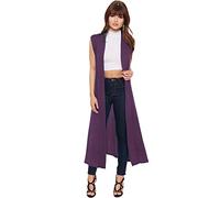 Ahr Ltd New Womens Ladies Sleeveless Long Length Boyfriend Front Open Maxi Cardigan 8-26 (XXXL (24-26), Purple)