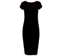 AHR Manchester LTD New Womens Ladies Plus Size Cap Sleeve Bodycon Midi Short Sleeve Plain Maxi Dress UK 8-26 (XL (UK 16-18), Black)
