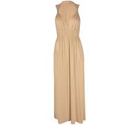 AHR New Ladies Women's Sleeveless Plain Stretch Flared Coil Spring Long Jersey Maxi Dress UK Size S-XL (UK S/M, Stone)