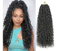 Ahrencan Boho Goddess Locs Crochet Hair 22 Inch 8 Packs Black Faux Curls with Curly Ends Long Soft Pre Looped Hippie River Curls Crochet Hair for Black Women 22 Inch 8
