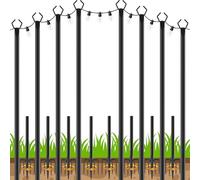 AHRLHR 8pack 3M String Light Pole, Metal Outdoor String Light Pole, Suitable for Courtyard,Backyard,Garden,Patio,Party,Wedding Hanging Light Pole,Rustproof and Sturdy with Hooks.