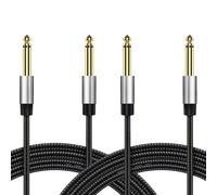 AHRLIC 2-Pack 1/4 Inch Guitar Cables, 6.35mm Straight Instrument TS Jack Cables (2m) with Oxygen-Free Copper & Braided Nylon, Professional Audio Cable for Guitar, Bass, Amp, Pedal & Studio Equipment