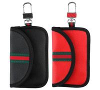 AHRLIC 2 Pack RFID Car Key Signal Blocking Pouch, Anti-Theft Faraday Bag for Keyless Entry, Remote Fob Protector Case, PU Leather RFID Shielding Pouch with Hook - Car Security Gift Set
