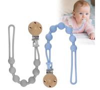 AHRLIC 2 Pack Silicone Dummy Clips for Baby, Pacifier Clips for Boys and Girls, Bibs Dummy Clip Soft Soother Chain Holder for Teething Toys, Soft Flexible Pacifier Clip for Newborns and Infants UK