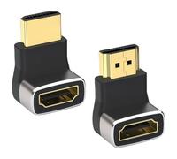 AHRLIC 2Pcs HDMI 8K 2.1 Right Angle Adapter Set, 90° & 270° Combo, Male to Female Extender, Gold-Plated HDMI Elbow Connector for Wall Mounted TV, Monitor, PS5, 4K 120Hz, HDR, Dolby Audio Video Adapter