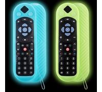 AHRLIC 2Pcs Silicone Remote Cover Compatible with Q-Series SKY135 Models, Shockproof Anti-Slip Case with Lanyard,Glow in the Dark Skin Sleeve for Voice/Touch Remotes,Washable Grip Protector Green Blue