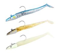 AHRLIC 3Pcs 11cm/4.33inch Soft Paddle Tail Fishing Lures, Weedless Silicone Sandeel Baits for Sea Bass, Pike, Cod, Trout, Saltwater Jigging Realistic 3D Eyes Soft Plastic Lure, Simulated Fishing Bait