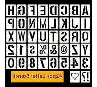 AHRLIC 42-Piece Reusable Letter and Number Stencil Kit 6 Inch Large Alphabet Templates with Interlocking Design for Wood Fabric Wall Eco-Friendly PET Plastic DIY Painting Signs Crafts Includes Symbols