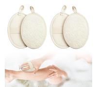 AHRLIC 4pcs Natural Exfoliating Loofah Sponge, Luffa and Terry Cloth Bath Scrubber, Biodegradable Shower Loofa Pad for Skin Care, Beige