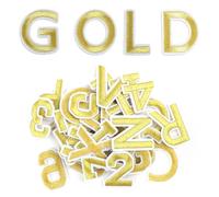 AHRLIC 72 Pieces Iron on Letters and Numbers Patches, Self Adhesive Letter and Number Patches A-Z 0-9, Gold Embroidered Stickers for DIY Clothing, Fabric, Shoes, Bags, Iron On/Sew On Appliques