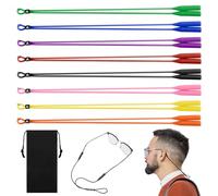 AHRLIC 8Pcs Silicone Glasses Strap, Adjustable Anti-Slip Eyeglass Retainer for Men and Women, Flexible Sports Sunglasses Cord, Elastic Rubber Band for Running, Cycling, Fishing, 8 Colours