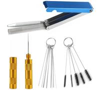AHRLIC Airbrush Cleaning Kit - Carburetor Cleaner Spray Tool Includes 13 Stainless Steel Wires, 6 Nylon Brushes, 10 Cleaning Needles, 1 Sharp Pick - Perfect for Airbrushes, Spray Guns, Tattoo Equipmen