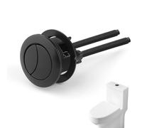 AHRLIC Black Toilet Flush Button Replacement, Dual Flush Push Button for Toilet, 38 mm Toilet Buttons with Two Rods, Round Flush Button Kit for Bathroom Cistern Tank Toilet Tank Replacement Accessorie
