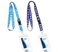AHRLIC Cruise Lanyards with Waterproof Card Holders [2 Pack] - Universal Fit for Cruise Ship Key Cards - Detachable Clip Badge Holder - Travel Accessories & Essentials for Holidays (Blue)