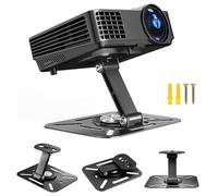 AHRLIC Desktop Projector Stand, 360° Rotation Foldable Metal Projectors Bracket, Liftable Portable Projector Stand for Home Theater, Office,Adjustable Height Angle Mount for Desk/Wall/Ceiling (Black)
