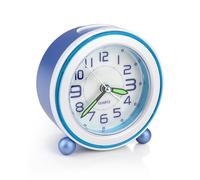 AHRLIC Kids Alarm Clock, Blue - Silent Non-Ticking Analogue Clock with Nightlight, Snooze Function, Battery Operated, Ideal for Children's Bedrooms, Boys & Girls, Sleep Trainer, Learning Time