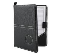 AHRLIC Leather Golf Scorecard Holder Set, Waterproof Golf Card Holder with Pen Loop and 2 Scorecards, Portable Foldable Design, Ideal Golf Scorecard Notebook for Men & Women, Black