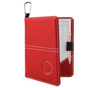 AHRLIC Leather Golf Scorecard Holder Set, Waterproof Golf Card Holder with Pencil and 2 Scorecards, Portable Foldable Design, Ideal Golf Scorecard Pocket Notebook for Men & Women, Red