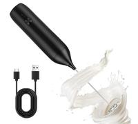 AHRLIC Milk Frother Handheld, Coffee Whisk Frother, Stainless Steel Mini Electric Whisk, Rechargeable Milk Frother, Battery Whisk for Coffee, Cappuccino, Lattes, Frappe, Matcha, Hot Chocolate - Black