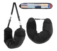 AHRLIC Soft Stuffable Neck Pillow for Travel Multifunctional U-Shaped Cushion Fillable with Clothes for Extra Luggage Space, Adjustable Strap for Airplane, Camping, Train, Hiking (Black)