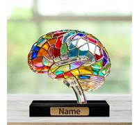AHROZHOUIK Personalised 2D Acrylic Human Brain Desktop Ornaments Custom Name Fun Anatomy Model Theme Flat Print Desk Display Decor Gifts For Doctor Medical Students Birthday Xmas (style 8)