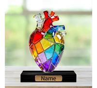 AHROZHOUIK Personalised 2D Acrylic Human Heart Desktop Ornaments Custom Name Fun Anatomy Model Theme Flat Print Desk Display Decor Gifts For Doctor Medical Students Birthday Xmas (style 6)