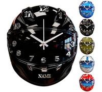 AHROZHOUIK Personalised 2D Motorcycle Helmet Wall Clock Custom Name Funny Motor Cycle Helmets Theme Wall Hanging Clocks Bedroom Decor Gifts For Family Friend Motorbike Lover Xmas Birthday (style 10)