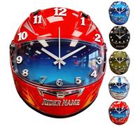 AHROZHOUIK Personalised 2D Motorcycle Helmet Wall Clock Custom Name Funny Motor Cycle Helmets Theme Wall Hanging Clocks Bedroom Decor Gifts For Family Friend Motorbike Lover Xmas Birthday (style 11)