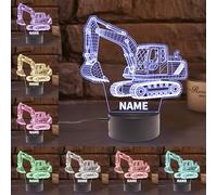 AHROZHOUIK Personalised Acrylic Excavator Night Light Custom Name Funny Excavators Themed Neon Sign for Home Bedroom Decor Gifts for Family Friend Excavator Lovers Birthday Xmas (Style 16)