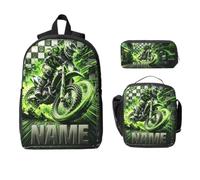 AHROZHOUIK Personalised Dirt Bike Backpack Custom Name Motorcycle Daypack Engineering Vehicles Travel Casual Laptop Backpacks Gift Family Men Women Rider Birthday Xmas (S 09)