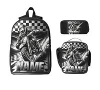 AHROZHOUIK Personalised Dirt Bike Backpack Custom Name Motorcycle Daypack Engineering Vehicles Travel Casual Laptop Backpacks Gift Family Men Women Rider Birthday Xmas (S 10)