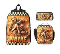 AHROZHOUIK Personalised Dirt Bike Backpack Custom Name Motorcycle Daypack Engineering Vehicles Travel Casual Laptop Backpacks Gift Family Men Women Rider Birthday Xmas (S 11)