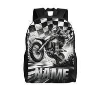 AHROZHOUIK Personalised Dirt Bike Backpack Custom Name Motorcycle Daypack Engineering Vehicles Travel Casual Laptop Backpacks Gift Family Men Women Rider Birthday Xmas (S 01)