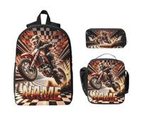 AHROZHOUIK Personalised Dirt Bike Backpack Custom Name Motorcycle Daypack Engineering Vehicles Travel Casual Laptop Backpacks Gift Family Men Women Rider Birthday Xmas (S 08)