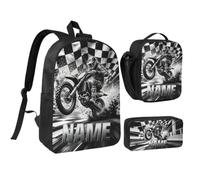 AHROZHOUIK Personalised Dirt Bike Backpack Custom Name Motorcycle Daypack Engineering Vehicles Travel Casual Laptop Backpacks Gift Family Men Women Rider Birthday Xmas (S 07)
