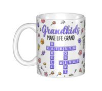 AHROZHOUIK Personalised Grandparent Crossword Puzzle Art Mug Custom 1-10 Name Grandkids Make Life Grand Mug Gift for Grandmother Grandfather Birthday Anniversary Custom Grandma Mug (Style 1)